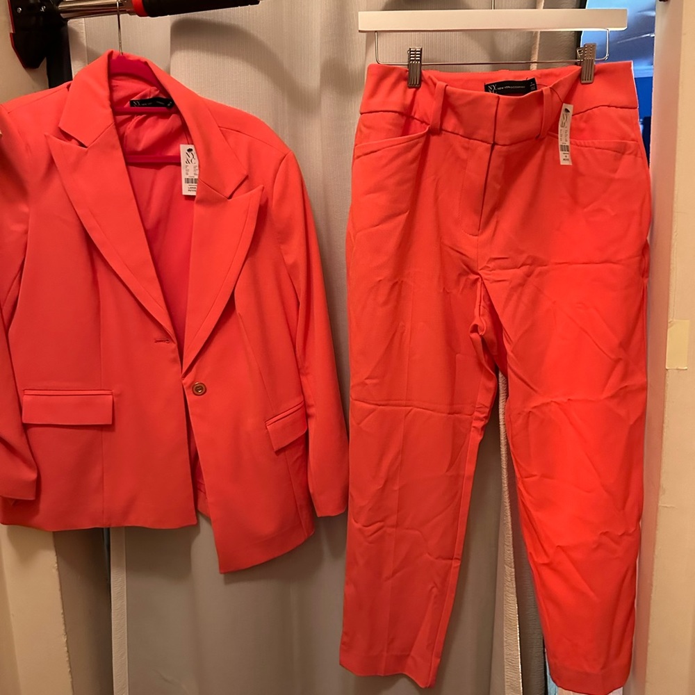 New York and Company peach capri suit